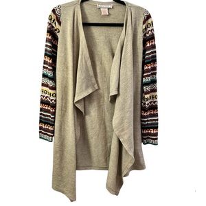 Anthropologie Flying Tomato Draping Aztec Print Sleeve Cardigan Size Small